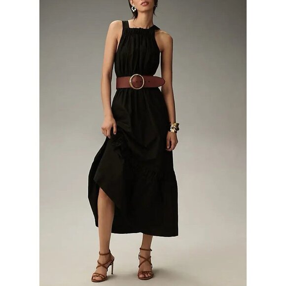 Anthropologie Dresses & Skirts - Anthropologie Somerset Maxi Dress Poplin Halter Edition Women’s 1X Black Pockets